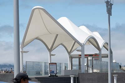 A photo of the Alameda Seaplane Lagoon ferry terminal in Alameda, Californa