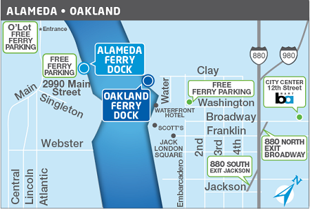 Map of Alameda Main Street Ferry Terminal