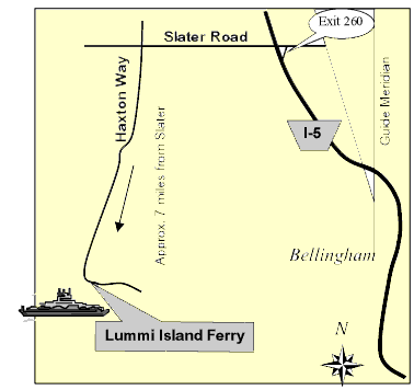 Map of location of Lummi Island ferry terminal